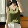 Women's Summer Mulberry Silk Blended Camisole Top 50% Silk Breathable Cool Top 50% Polyester Fiber Slim Bottoming Shirt