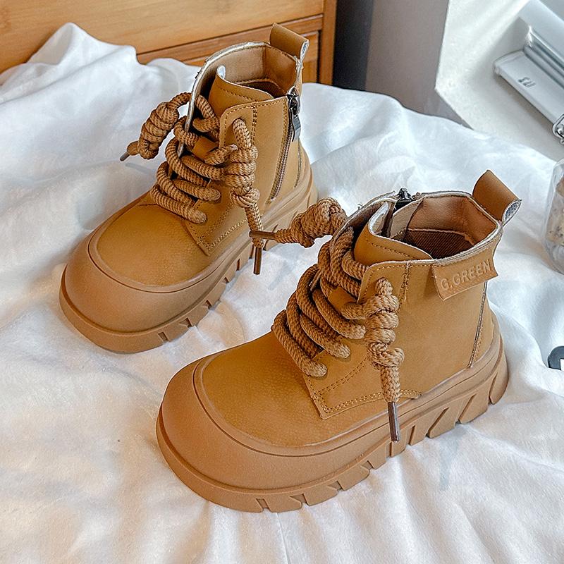Children's Boot Spring Autumn Patchwork Versatile Girls Black School Boots Fashion Versatile Kids Causal Ankle Boots Thick Soled