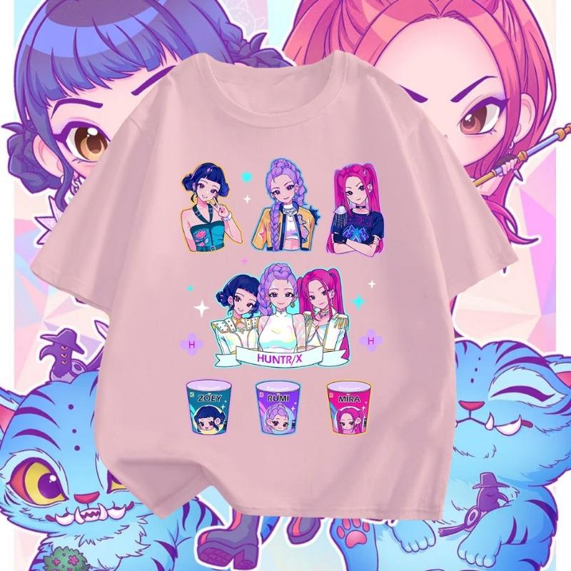 Demon Hunters T Shirt  Funny Cartoon Short Sleeve Anime Girl Fashion and Comfort