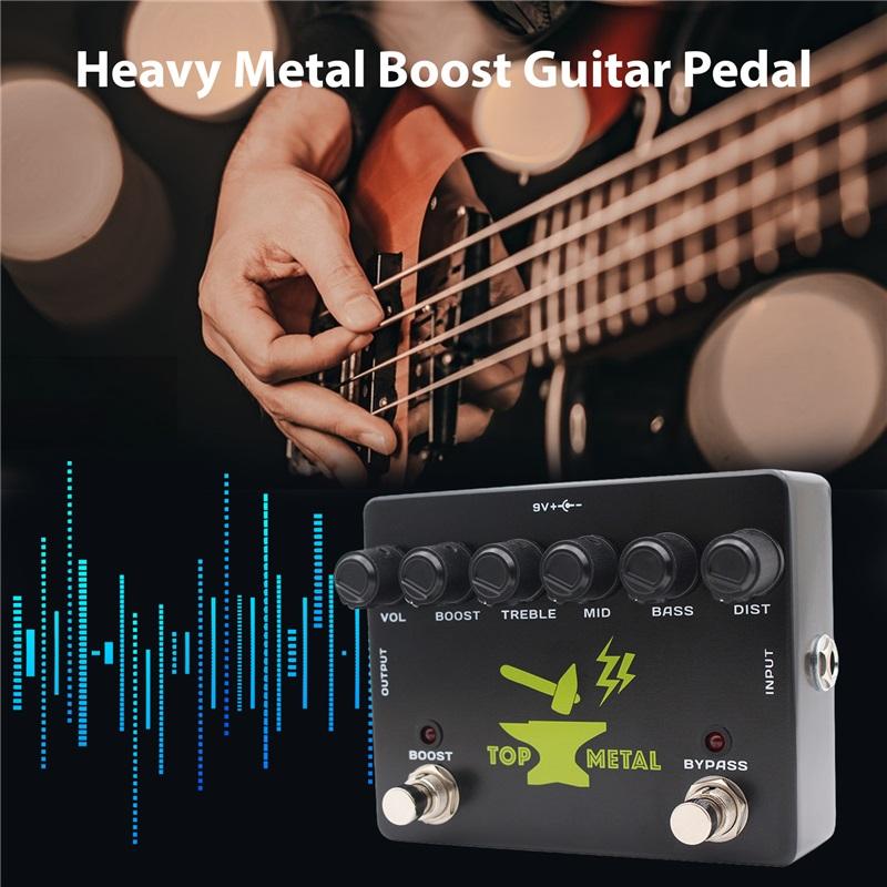 Guitar Effects Heavy Metal Boost Guitar Pedal To Metal Effects Stompbox with 3 Band EQ Mid Focus Electric Guitar Effects Pedal