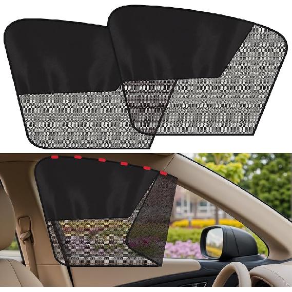 Rear Window Sun Shade, 2 PCS Magnetic Double Layer Car Side Window Sun Shades For Baby, Half Blackout & Half See-Through Back Window Covers For Sun &