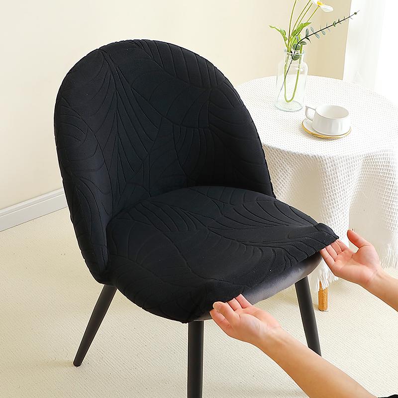 

Leaves Jacquard Duckbill Chair Covers Short Back Seat Slipcovers Stretch Dining Chair Protector for Bar Hotel Banquet 1PC