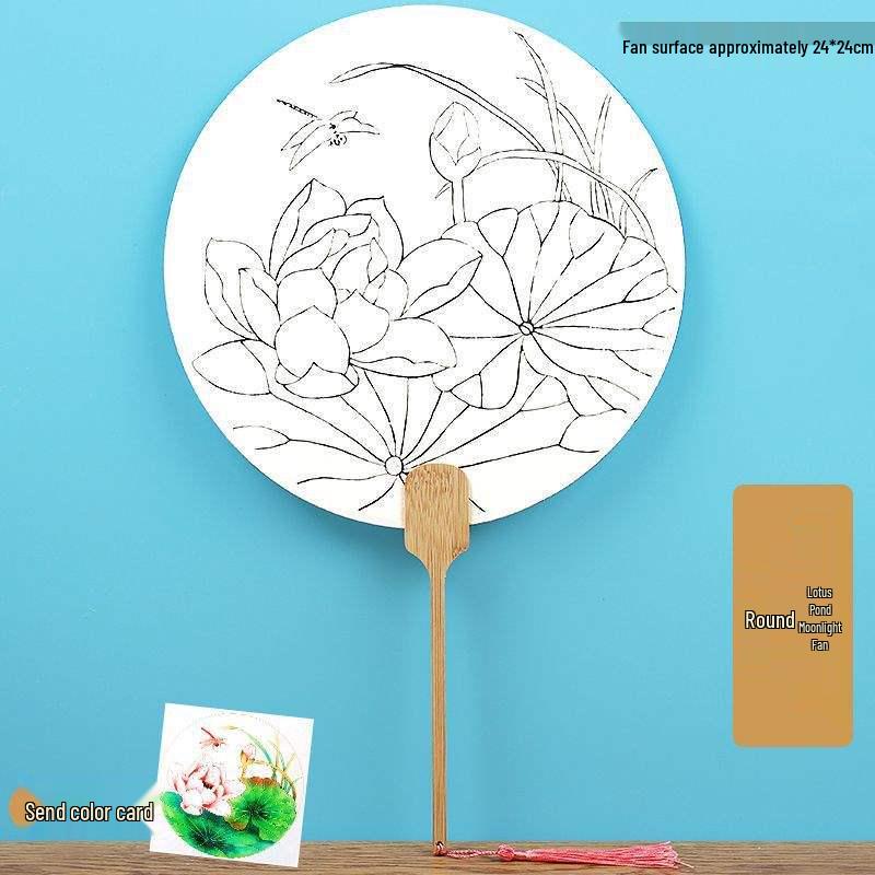 Double-Sided Thickened Xuan Paper Round Fan for Watercolor, Calligraphy, and Handwriting - Ancient Style Intangible Cultural Heritage Palace Fan.