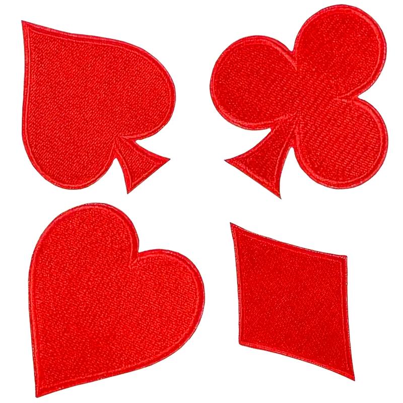 24pcs Poker Pattern Sewing Fabric Patch DIY Various Styles Handmade Cloth Applique Personality Fashion Accessories