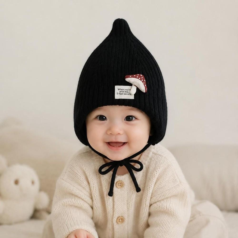 Cute Mushroom Knitted Beanie Cold Proof Ear Protection Hat Fashion Kids Winter Hat for Children