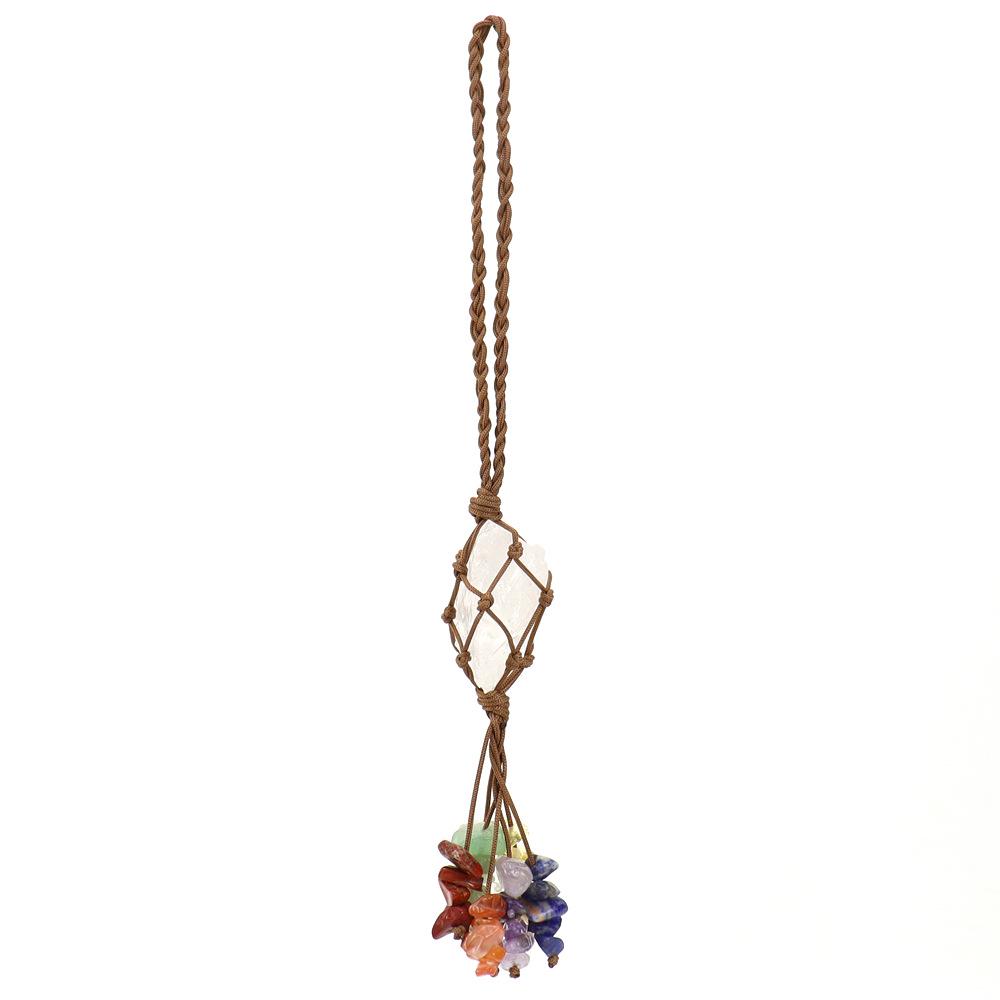 Seven-Color Crystal Pendant with Hand-Woven Tassel for Car or Home Decor