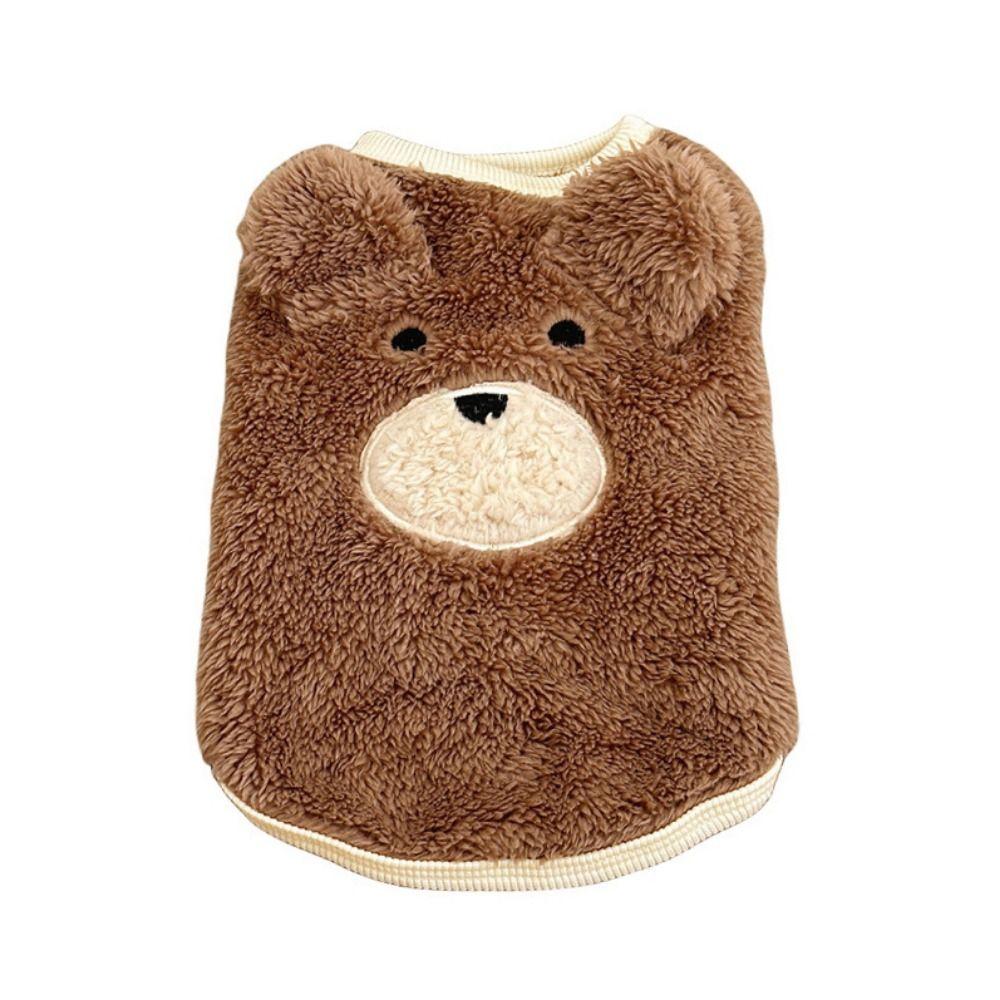 Polyester Dog Winter Coat Cute Puppy Bear Sweater Dog Pullover Plush Teddy Bear Vest  Indoor