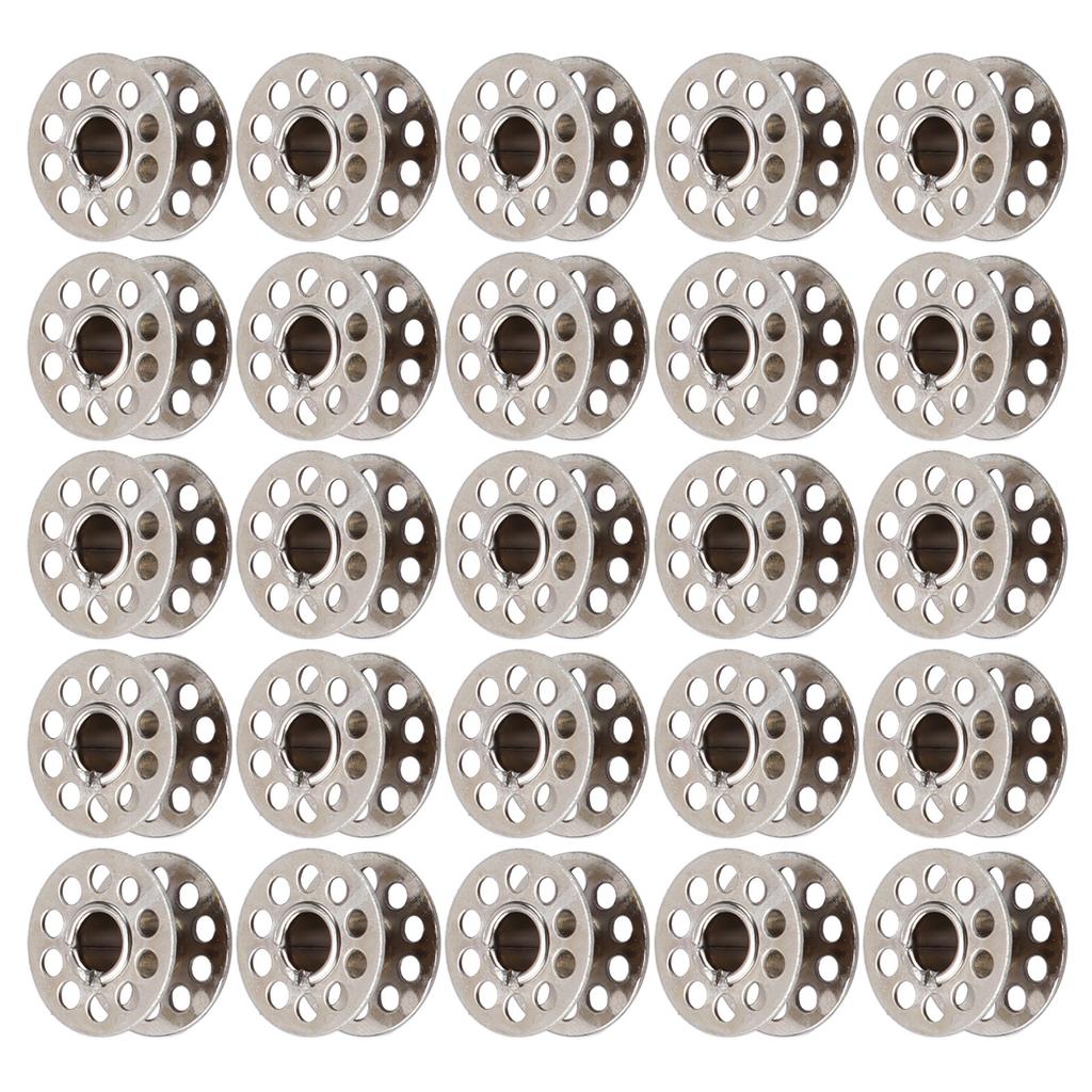 25pcs Sewing Machine Bobbins Multifunctional Stainless Steel Embroidery Bobbins with Storage Box