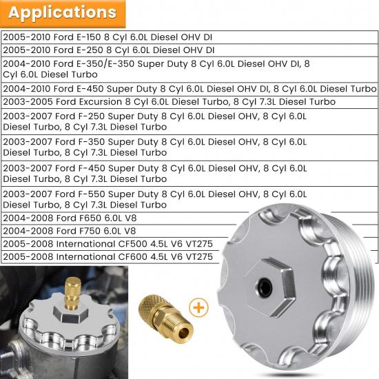 Fuel Filter Cap For Ford 6.0L Powerstroke Diesel 2003-2007 F250 F350 F450 F550 F650 F750 Excursion E150 E250 E350 E450 With Fuel Pressure Port