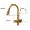 Antique Brass Pull-out Kitchen Faucet Water Purifier Sink Faucet 360° Rotate Hot Cold Drinking Water Filter Kitchen Mixer Taps
