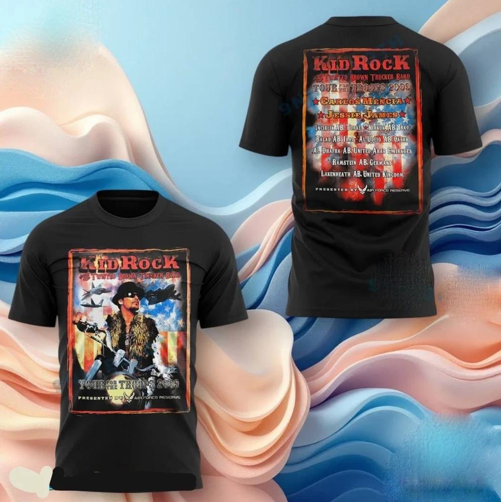 Morgan Wearing Kid Rock 2009 Tour For The Troops Full Size S-5XL Unisex T-Shirt XL