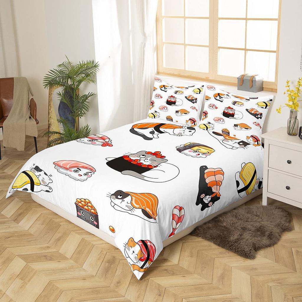 Sushi Duvet Cover Cute Rice Ball Bedding Set Children And Girls Room Decoration Three-Piece Set