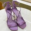 Fashion Star style Purple Satin Women Sandals Sexy Narrow Band Ankle Strap Stiletto High heels Gladiator Sandalias Summer Banquet Shoes