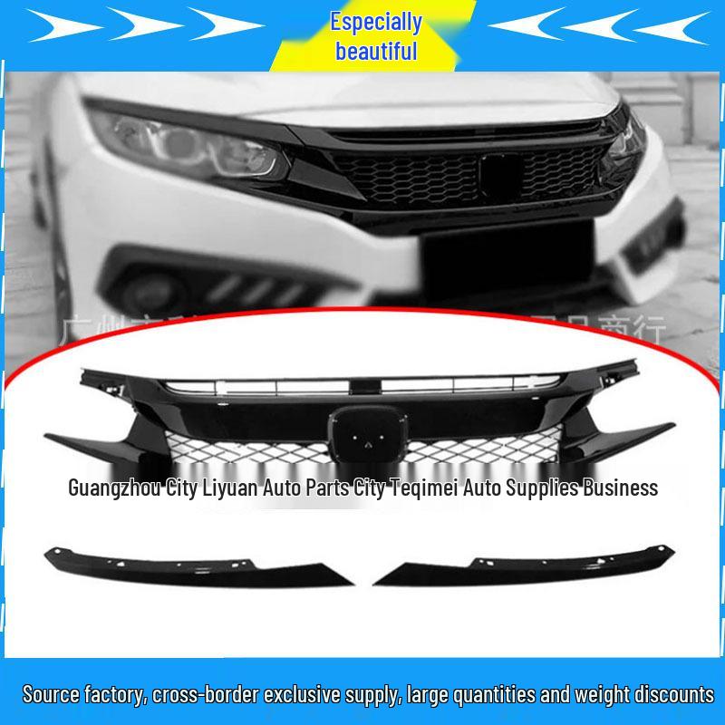 Двухслойная черная решетка радиатора Civic 10-го поколения для модификации 2021 TR Hatchback Grille