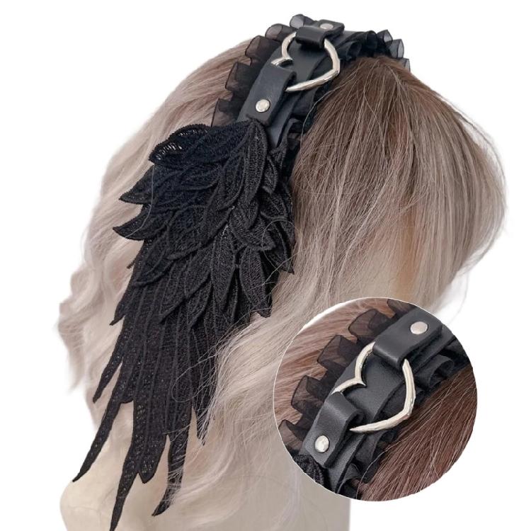  Angel Wing Hairband Cosplay Headband Women Anime Lace Hairhoop Party Supply Role Play Dress Up 2000s Girl Headpiece