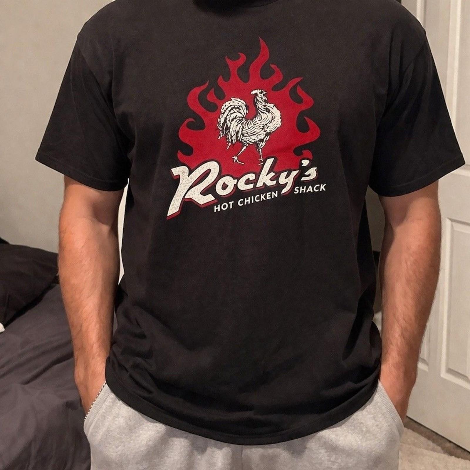 Rocky’s Hot Chicken Shack T-Shirt Unisex Large Charcoal Gray Graphic Logo 2XL