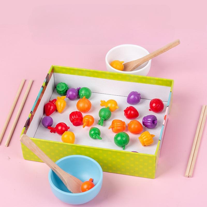Children'S Play House Feeding Game Puzzle Early Education Baby Chopsticks Spoon Eating Training Parent-Child Board Game Wooden Toy