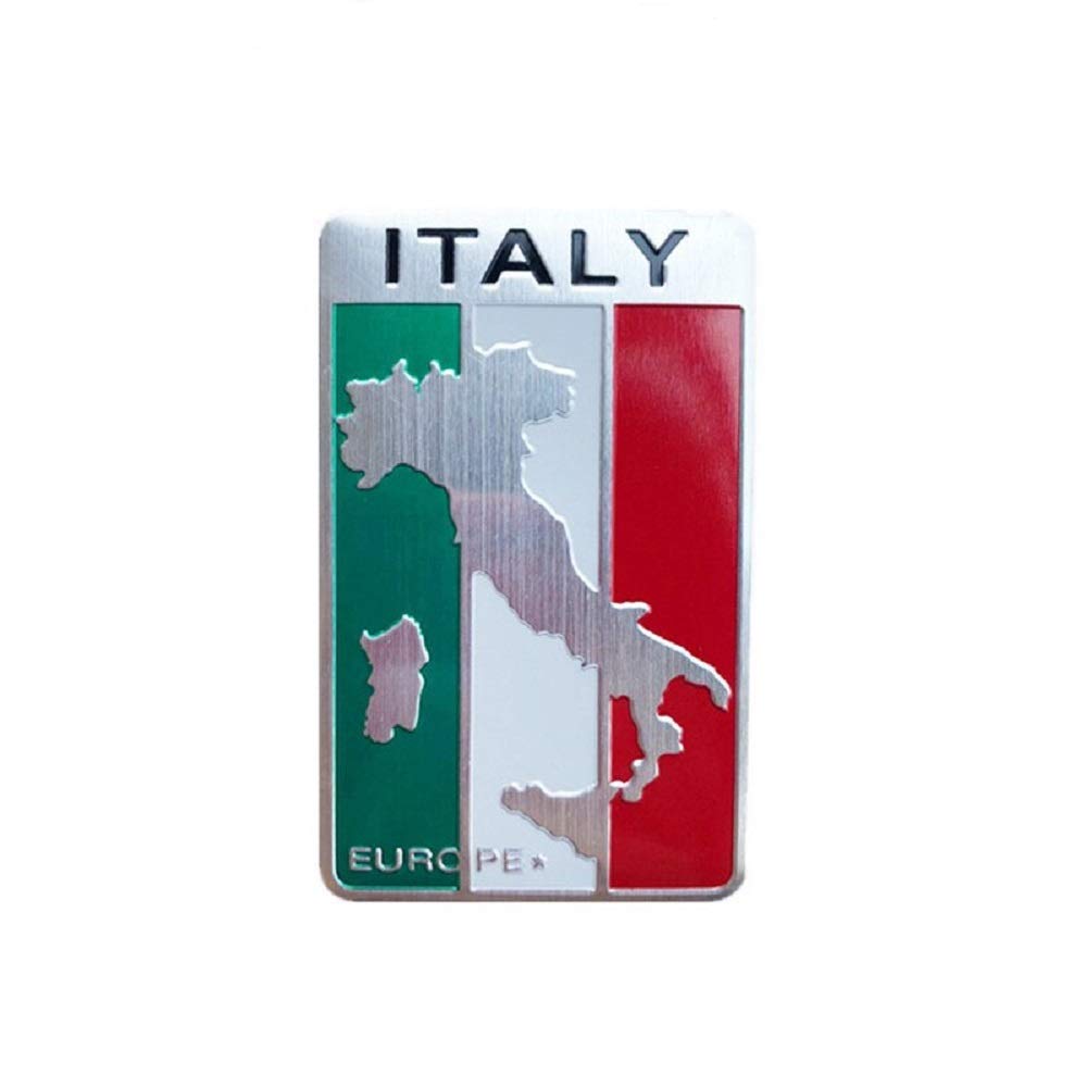 TK.Felly Aluminum Plate Italy Emblem Sticker Flag Car Decoration Flag Waterproof Set of 4
