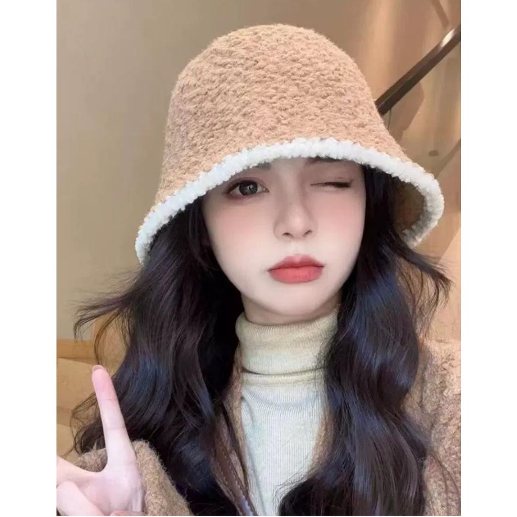 Cotton Hat, Women's Hat, Warm Hat, Plush Hair, Bucket Hat