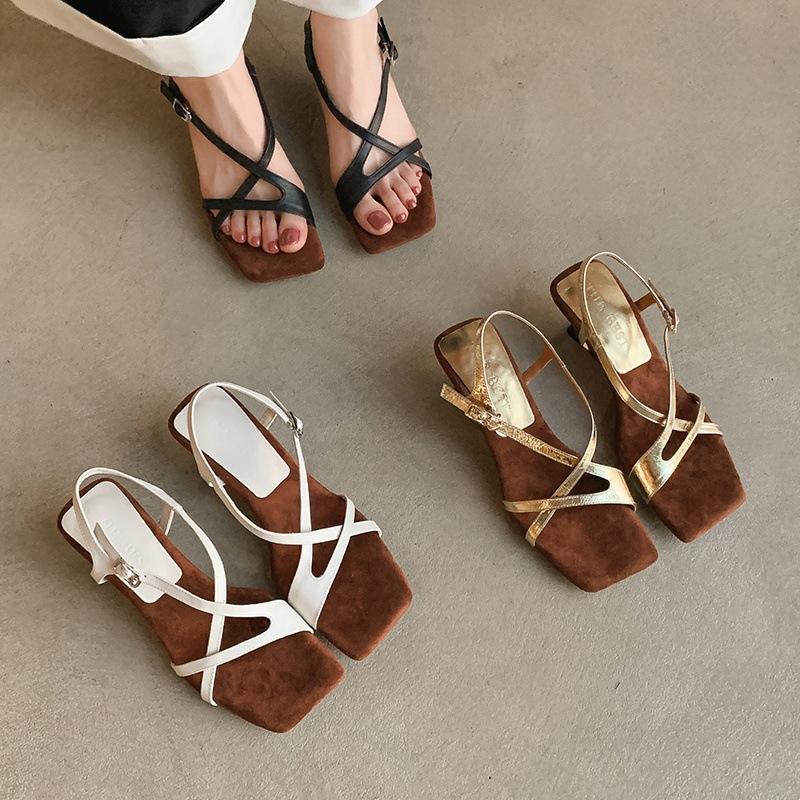 2025 Summer French Wedge Heel with Cool Slippers Summer Wear Open-toed High-heeled Versatile Sandals Women