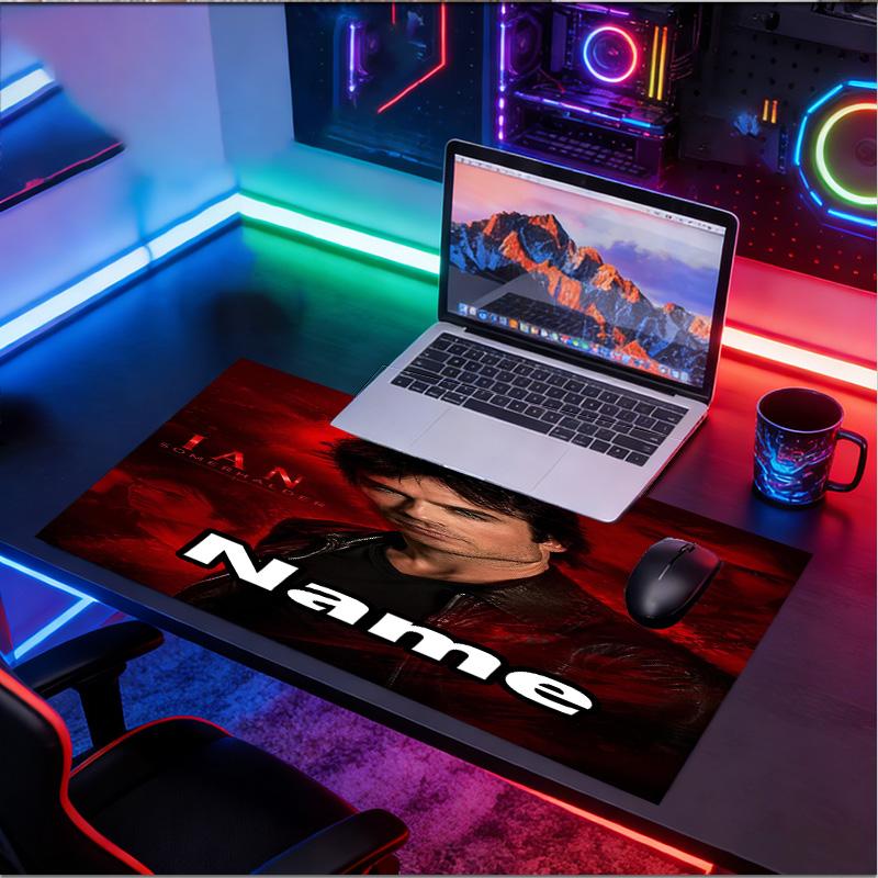 Custom Name Personalized Damon Salvatore Pattern Mousepad, Laptop PC Desk Mat, Decorative Desk Mat for Home Keyboard Pad Gift
