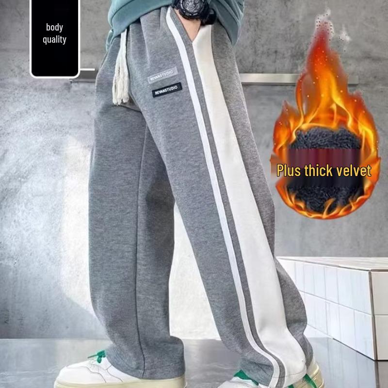 

Boys Loose-Fit Spring/Fall Wide-Leg Trousers with Plus-Velvet Winter Option 150