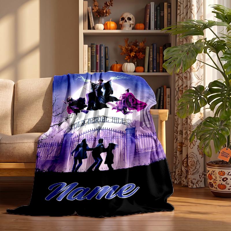 Hocus Pocus Custom Flannel Blankets Soft Warm Cozy Throws for Home Decor Holiday Gifts