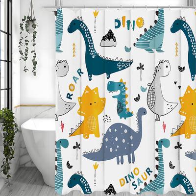 Cartoon Dinosaur Kids Shower Curtain, Bathroom Decorative Shower Curtain, Waterproof Shower Curtain with Hooks