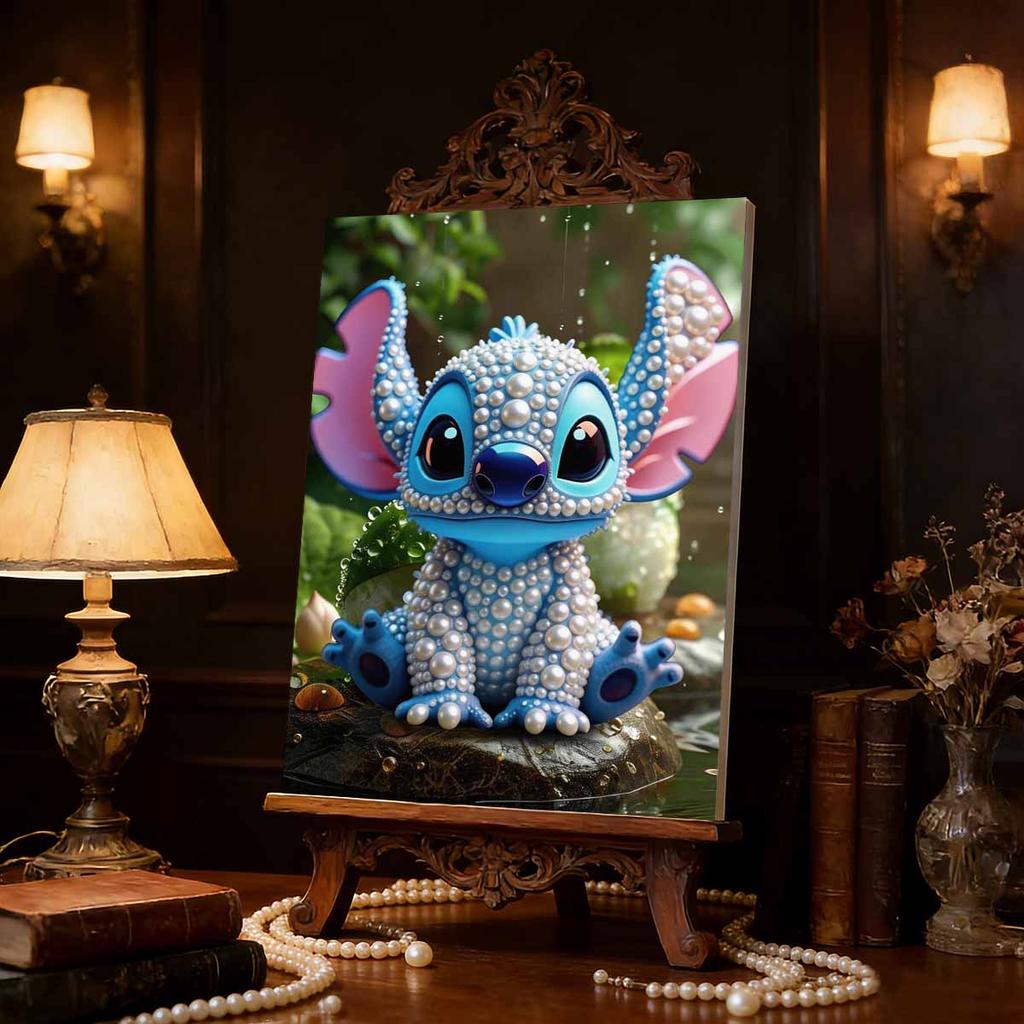 Disney Stitch 5D Custom Set Pearl Jigsaw Puzzle Cartoon Pearl Embroidered Animal Home Decor Handmade Gift