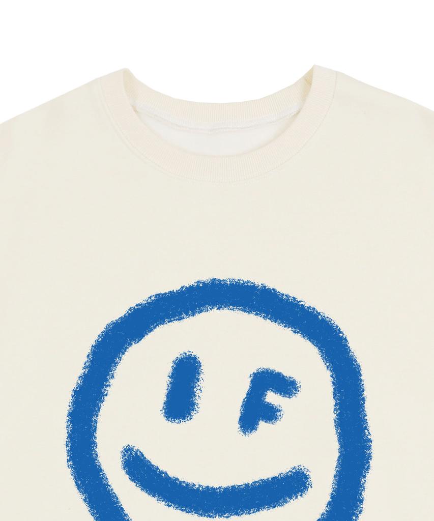 GRAVER [Unisex] Big Dot Smile Spray Sweatshirt_Cream