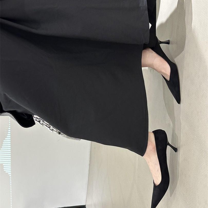 stiletto high heels black single shoes women's shoes spring and autumn 2025 new summer French pointed simple commuter ladyshoes