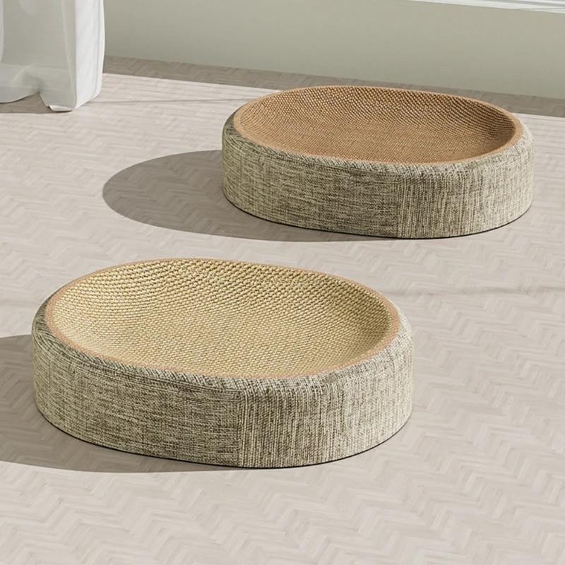 Oval Shaped Scratch Pad For Cats Sisal Scratching Cat Bed Multipurpose Pet Sleeping Mat Wear-Resistant Cat Scratch Bed Nest