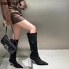 High Heels Suede Women High Boots Pointed Toe Sexy Shoes Knee High Fashion Chelsea Boots 2024 Trend Winter Pumps Botas De Mujer