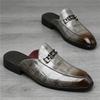 Designer New Men's Black Grey Brown Crocodile Pattern Leather Half Slippers Shoes Male Casual Mules Moccasins Breathable Loafers