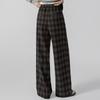 Sybill She Women's High-Waist Loose Plaid Drawstring Casual Pants