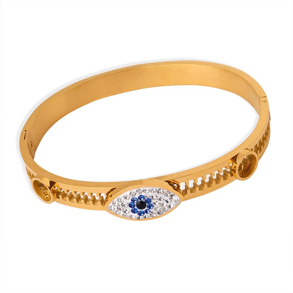 Personality Exaggerated Diamond-set Devil's Eye Bracelet Female Design Serrated Hollow Gold Bracelet Jewelry