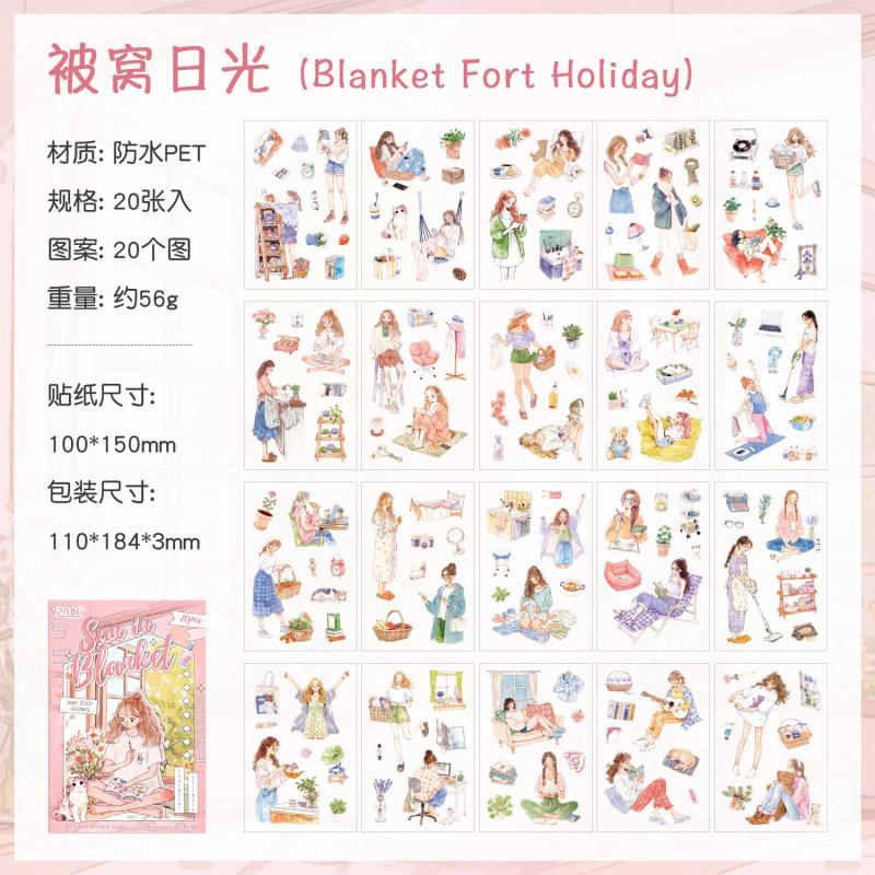1book/20pcs Cute Cartoon Girls Daily Life Scene Sticker Pack DIY Handmade Album Scrapbooking Decorative Paper Supplies