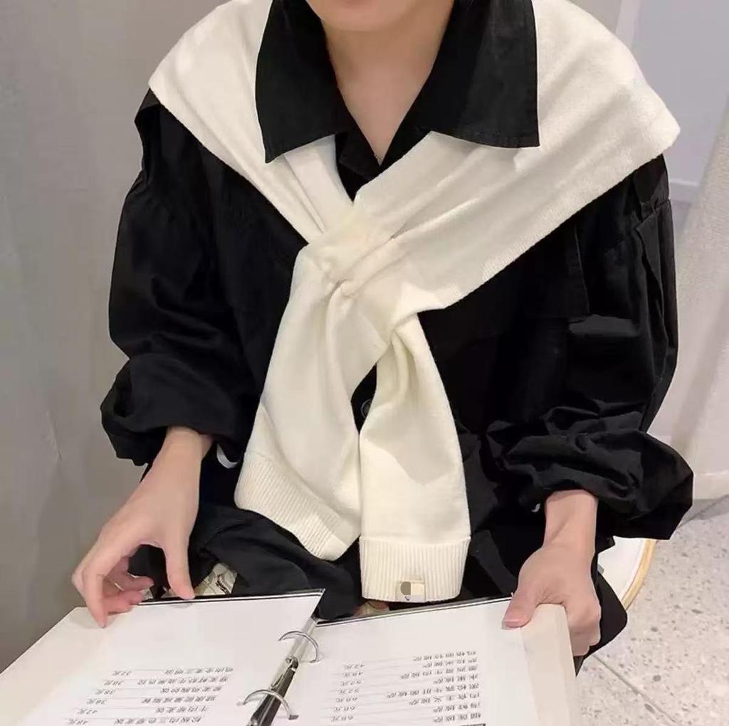 Dongdaemun Damski Dzianinowy Szal Szalik - Wszechstronny Bezrękawnik Kardigan na Jesień/Zimę