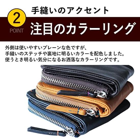 CCOMPANY LIMITED Carteira Masculina Maurice Dobrável com Porta-Moedas e Porta-Cartões, Couro de Vaca com Fecho de Zíper (Marinha)