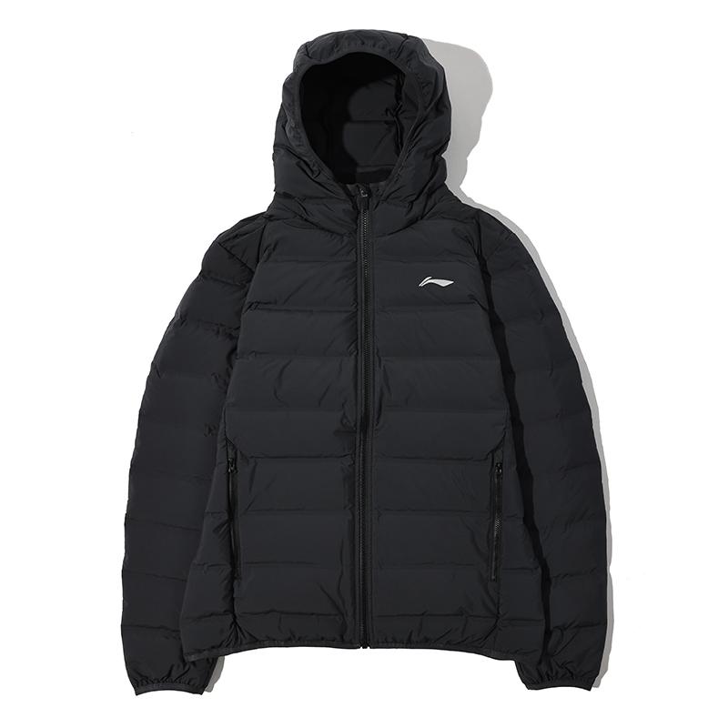 

Li-Ning Warm Hooded Down Jacket Men Outerwear Black AYMQ577-1 M
