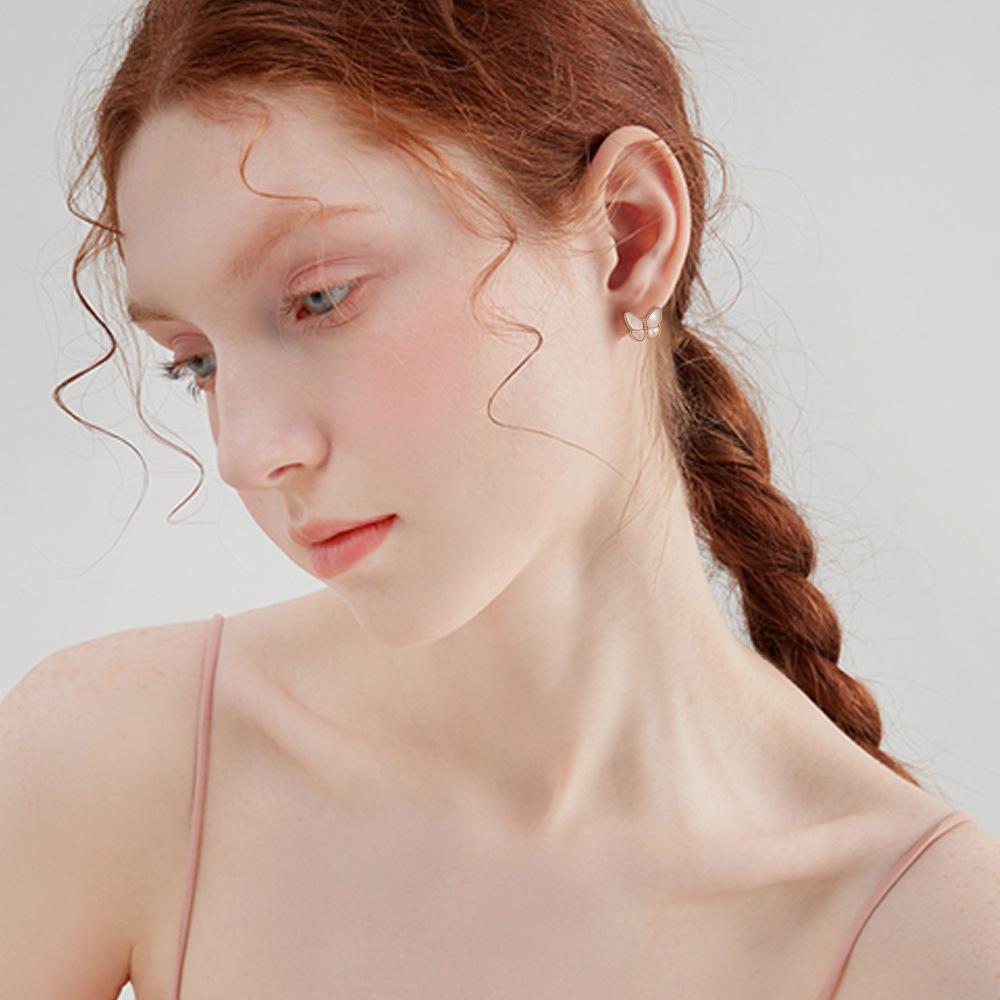 Break The Cocoon Into A Butterfly, Natural Fritillary Butterfly Stud Earrings, Fashionable And Atmospheric Long Princess Earrings Of The Same Style