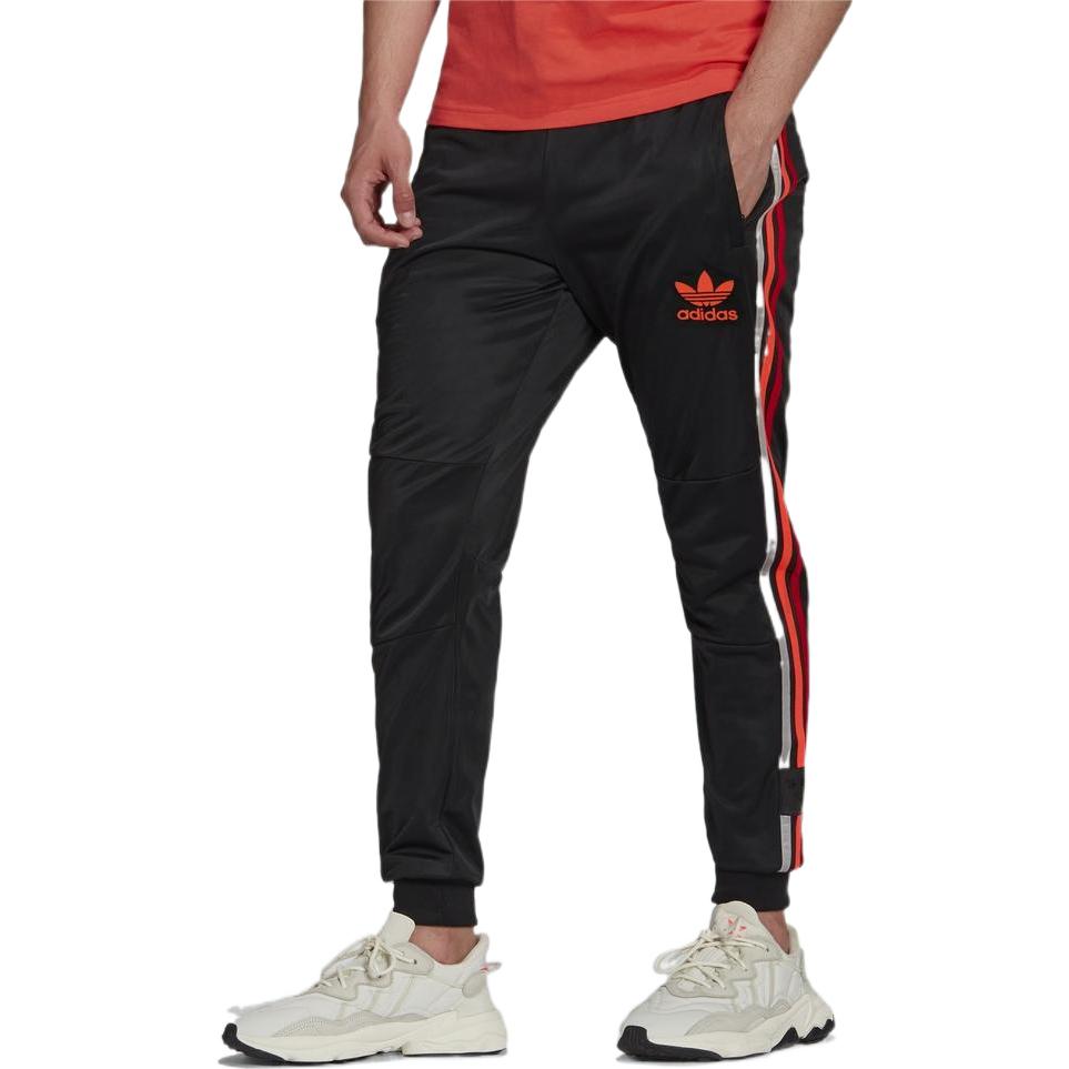Adidas Originals Trefoil Brand Logo Print Classic Striped Joggers Men Bottoms Black H65540