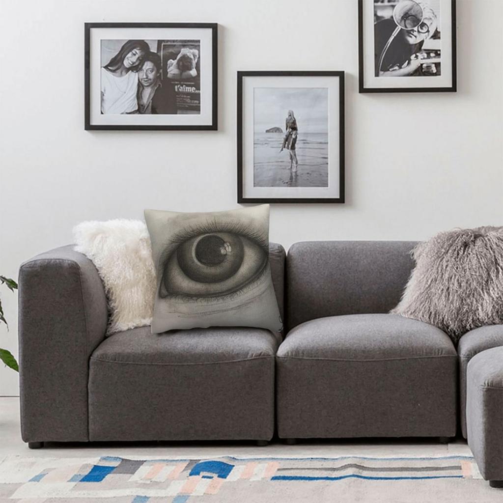 Eyes Are Watching You Square Pillowcase Polyester Linen Velvet Creative Zip Decor Throw Pillow Case Room Cushion Cover 18"