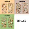 3Packs PET Cartoon Die-Cut Stickers Journal Decorative Stickers Diary Collage Cards Photo Frames Cup Card Holder