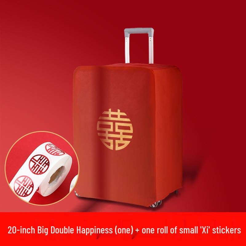 Red Double Happiness Wedding Suitcase Cover: Protective Leather Dust Bag for Luggage