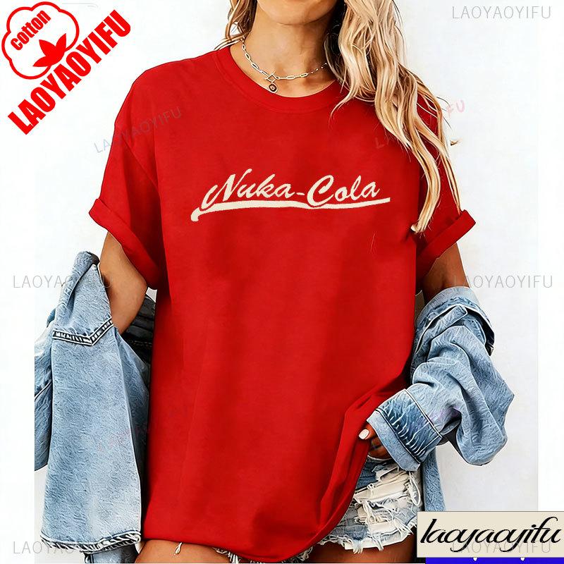 NukaCola TShirt Funny Drinks Graphic T Shirts Television Fan Tee Tops Cotton Shirts Vintage Red T Shirt 2044 Fan Gift 2026