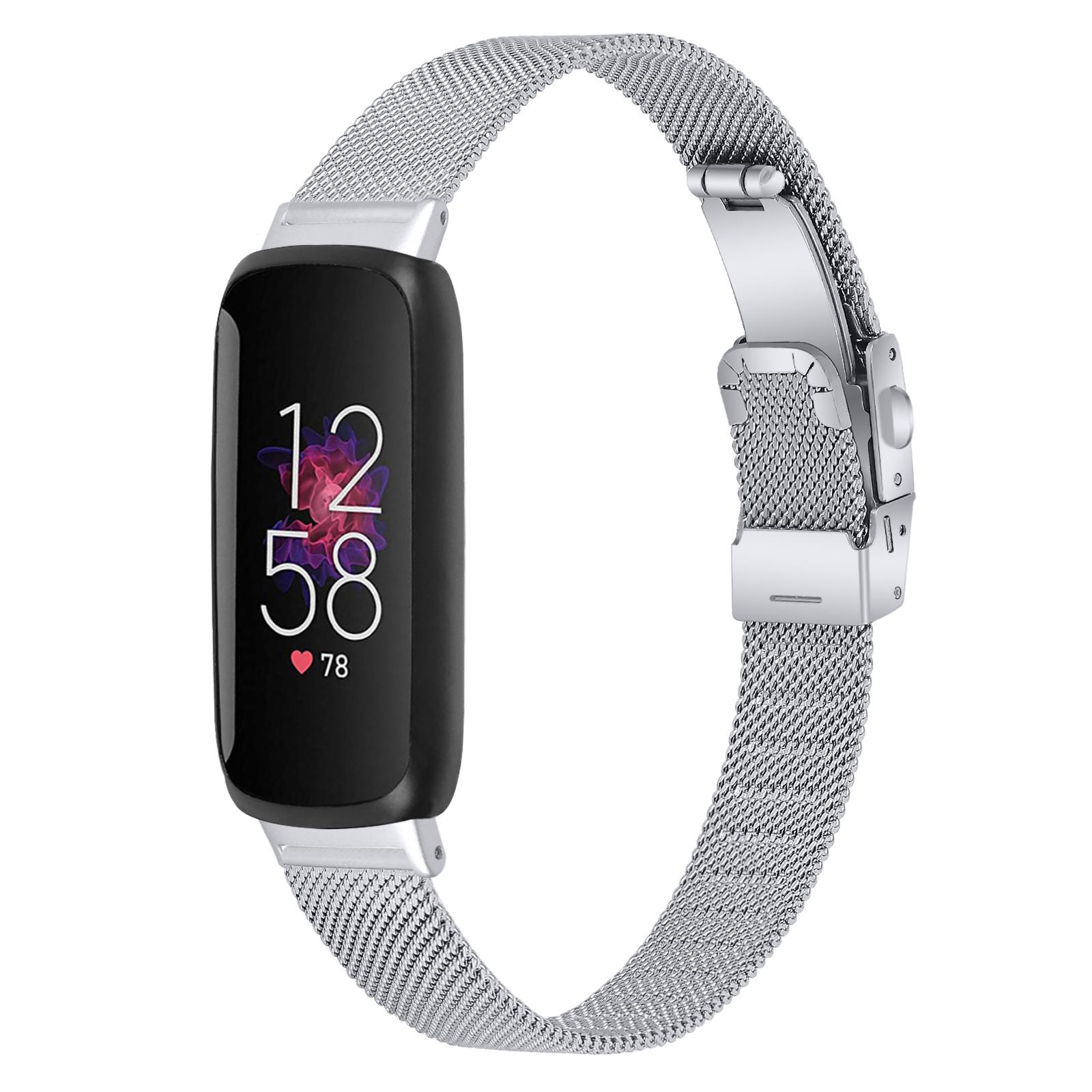 

For Fitbit Inspire 3 Mesh Milanese Watch Strap Stainless Steel Replacement Wrist Band with Buckle Silver
