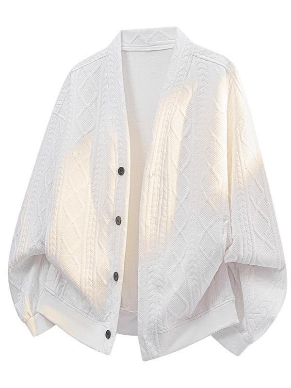 Men's Oversize V-Neck Korean Style Hoodie Cardigan - Casual Plus Size Trendy