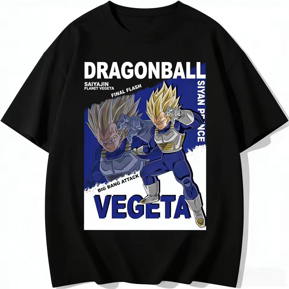 Dragon Ball Z Vegeta Saiyan Prince Printed T shirt Men's and Women's T shirt Men's Top Sports T shirt Men's T shirt Summer Tee