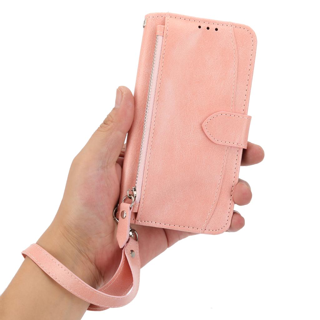For Sony Xperia 5 IV 5G Case Zipper Pocket Leather Phone Cover with Crossbody Shoulder Strap
